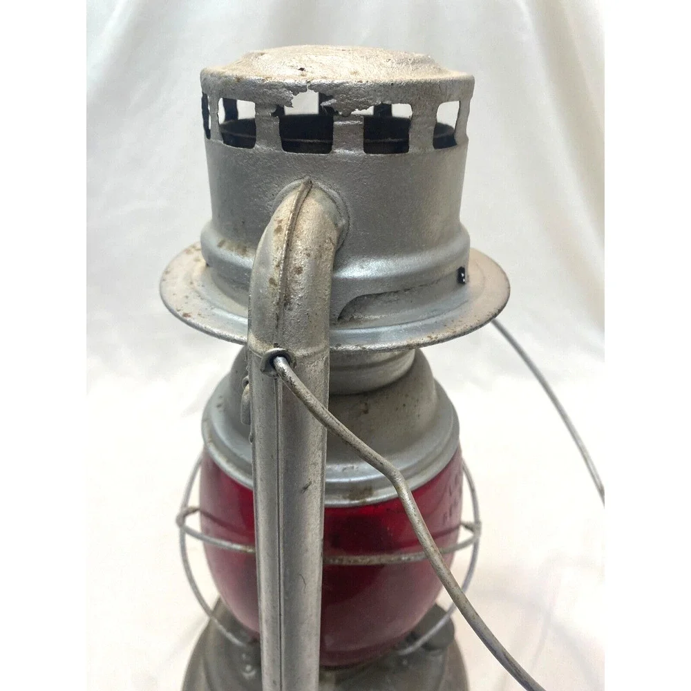 C.T. Ham Tubular Lantern Brass 1800s Red Globe